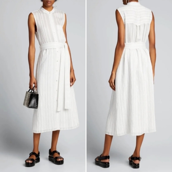 Vince‎ Drapey Button-Down Stripe Shirtdress - Picture 4 of 13